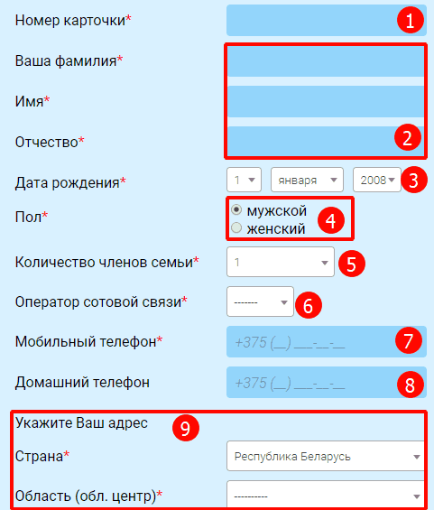 Форма для регистрации в игре Удача в придачу